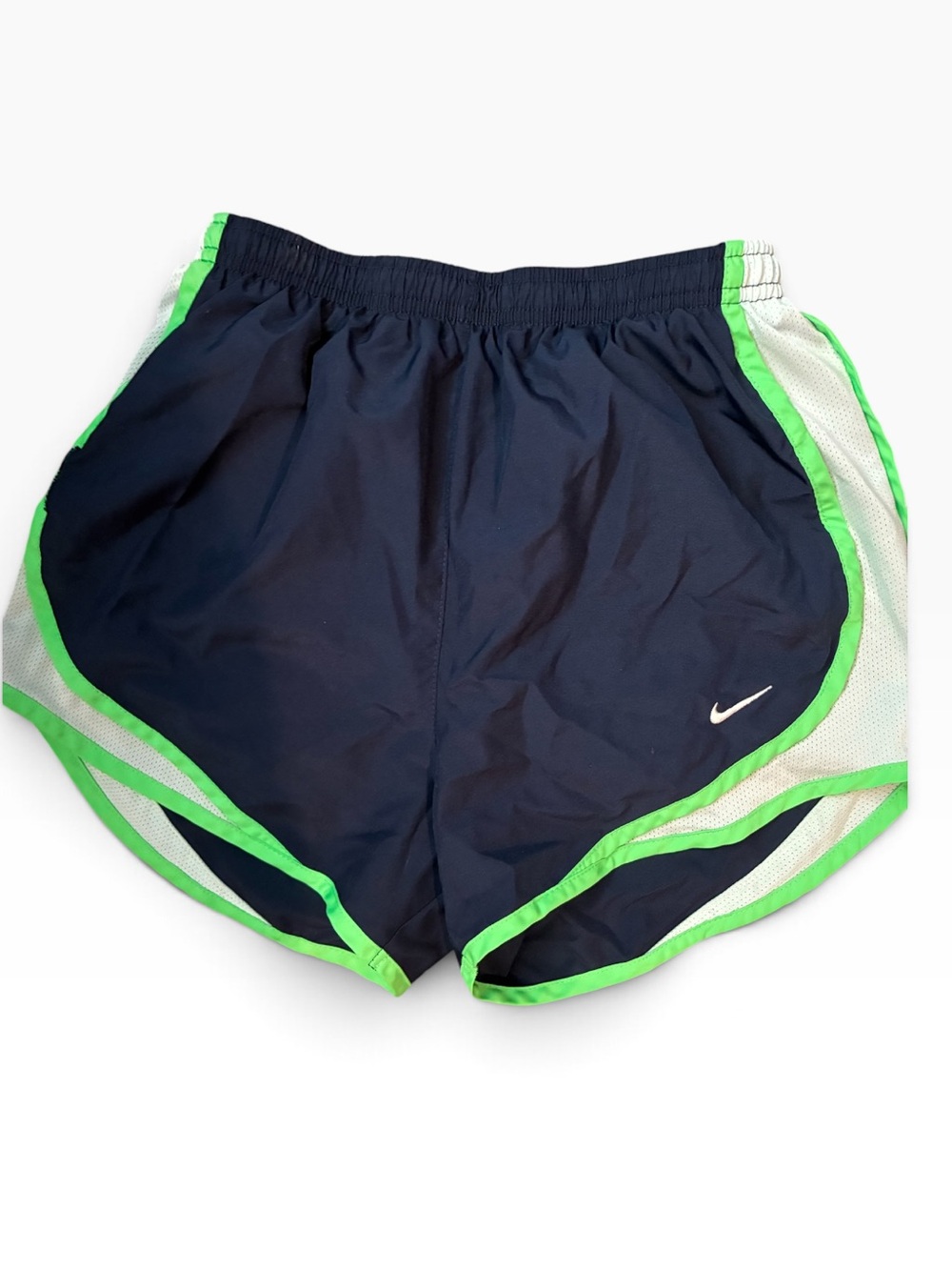 Nike Tempo Dri-FIT Women's Mid Rise Running Short Navy Blue/Green LIKE NEW